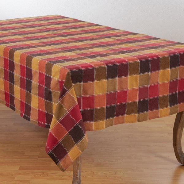 Saro Lifestyle SARO  70 x 180 in. Rectangle Stitched Plaid Cotton Blend Tablecloth - Multi Color 8571.M70180B
